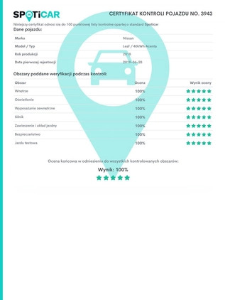 Nissan Leaf cena 74900 przebieg: 99995, rok produkcji 2018 z Świerzawa małe 466